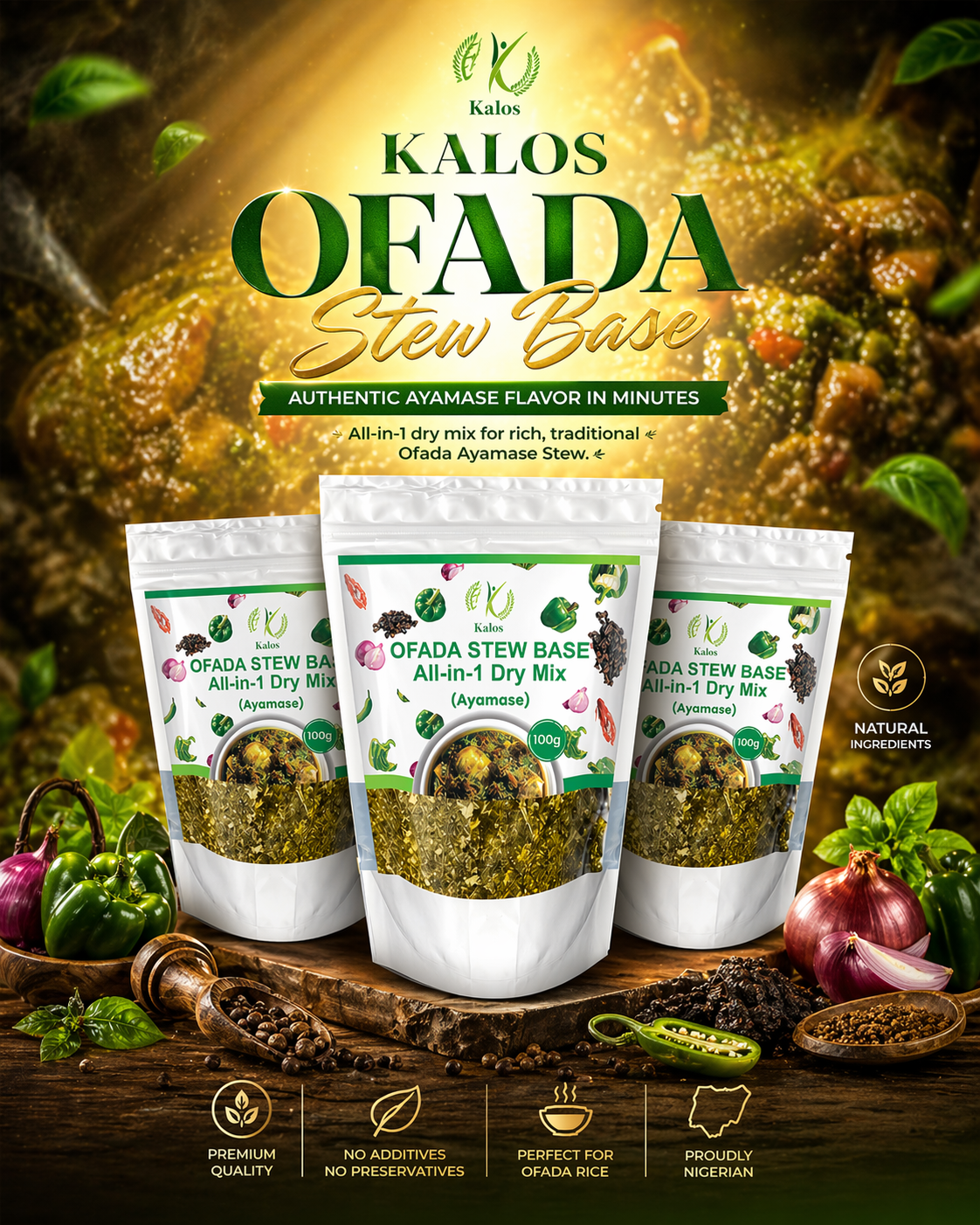 3 packs of Kalos Ofada Stew Base