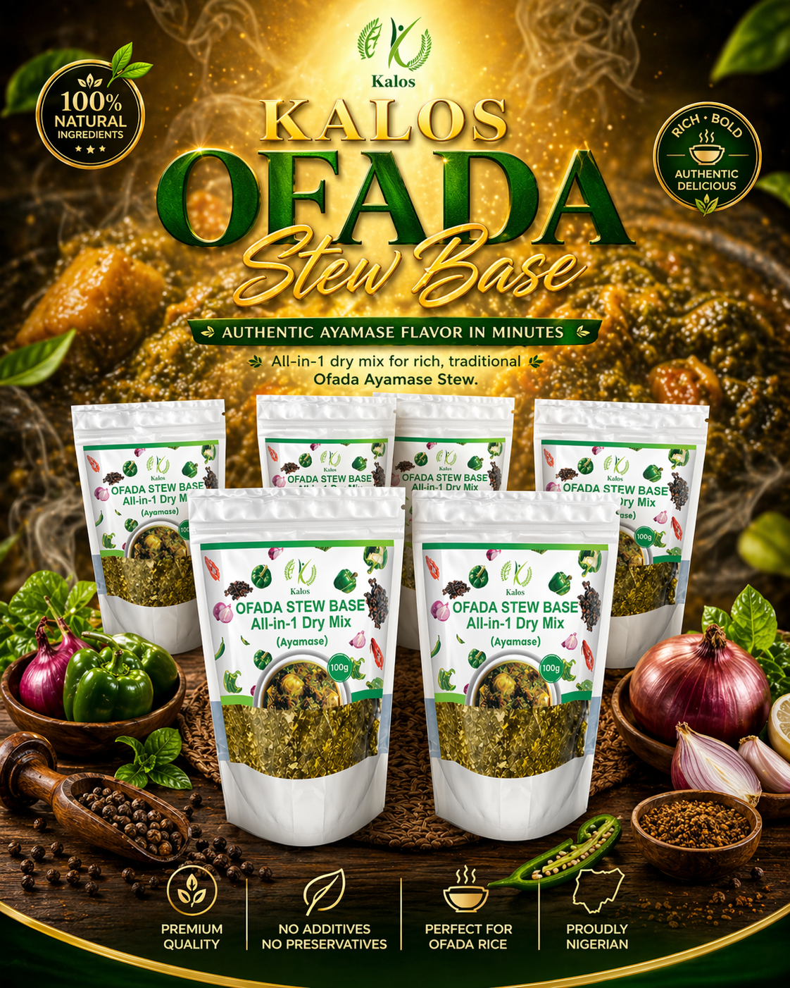 6 packs of Kalos Ofada Stew Base
