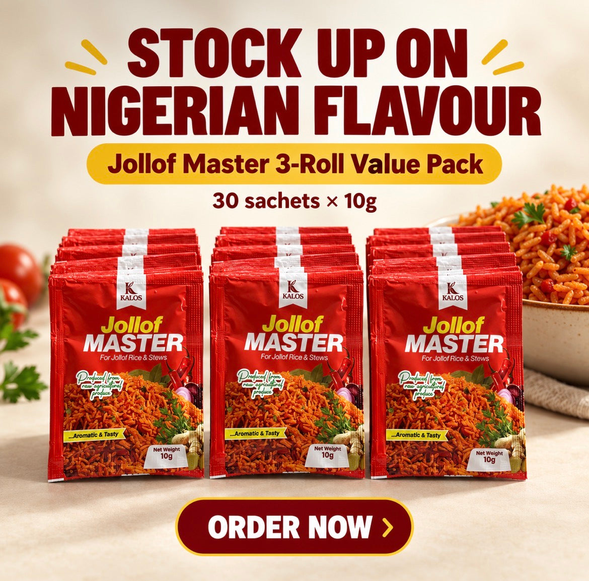 Jollof Master 3-Roll Value Pack (30 Sachets)