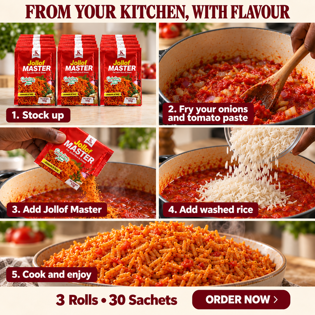 Jollof Master 3-Roll Value Pack (30 Sachets)