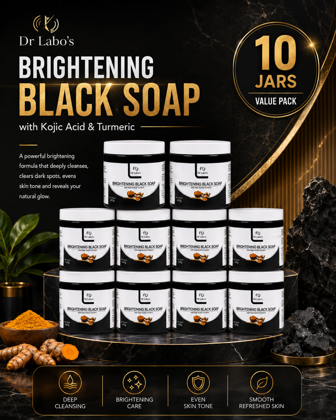 10 jars of Dr Labo's Brightening Black Soap