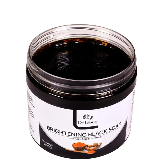 Brightening Black Soap in a container